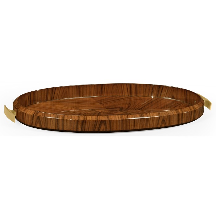 Art Deco High Lustre Oval Tray with Brass