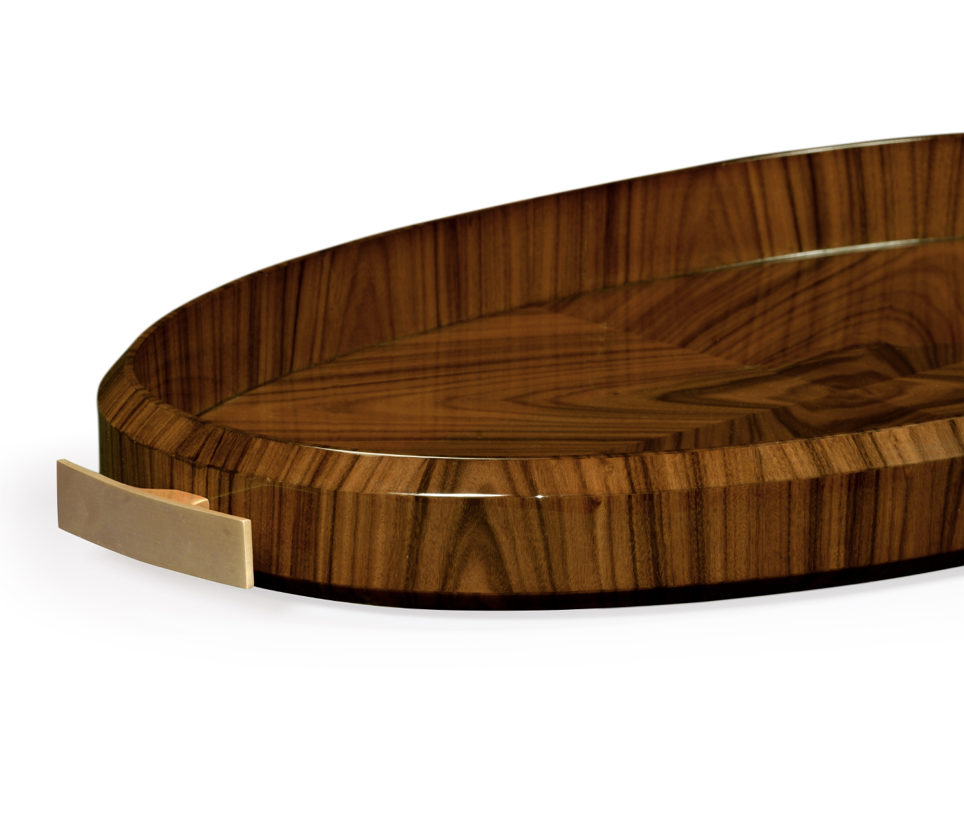 Art Deco Satin Oval Tray with Brass