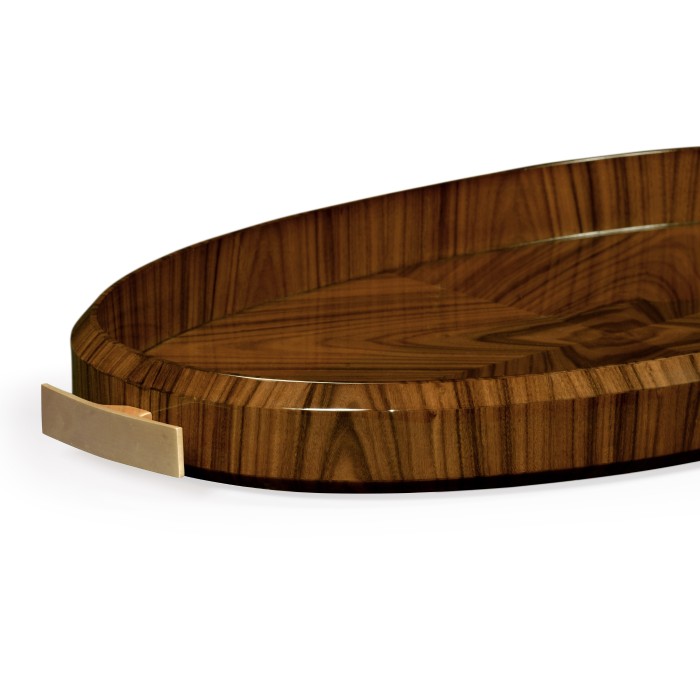 Art Deco Satin Oval Tray with Brass