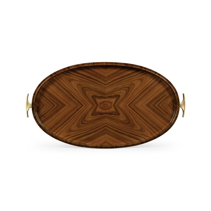 Art Deco Satin Oval Tray with Brass