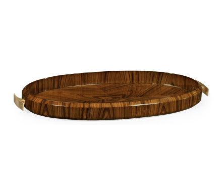 Art Deco Satin Oval Tray with Brass