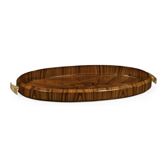 Art Deco Satin Oval Tray with Brass