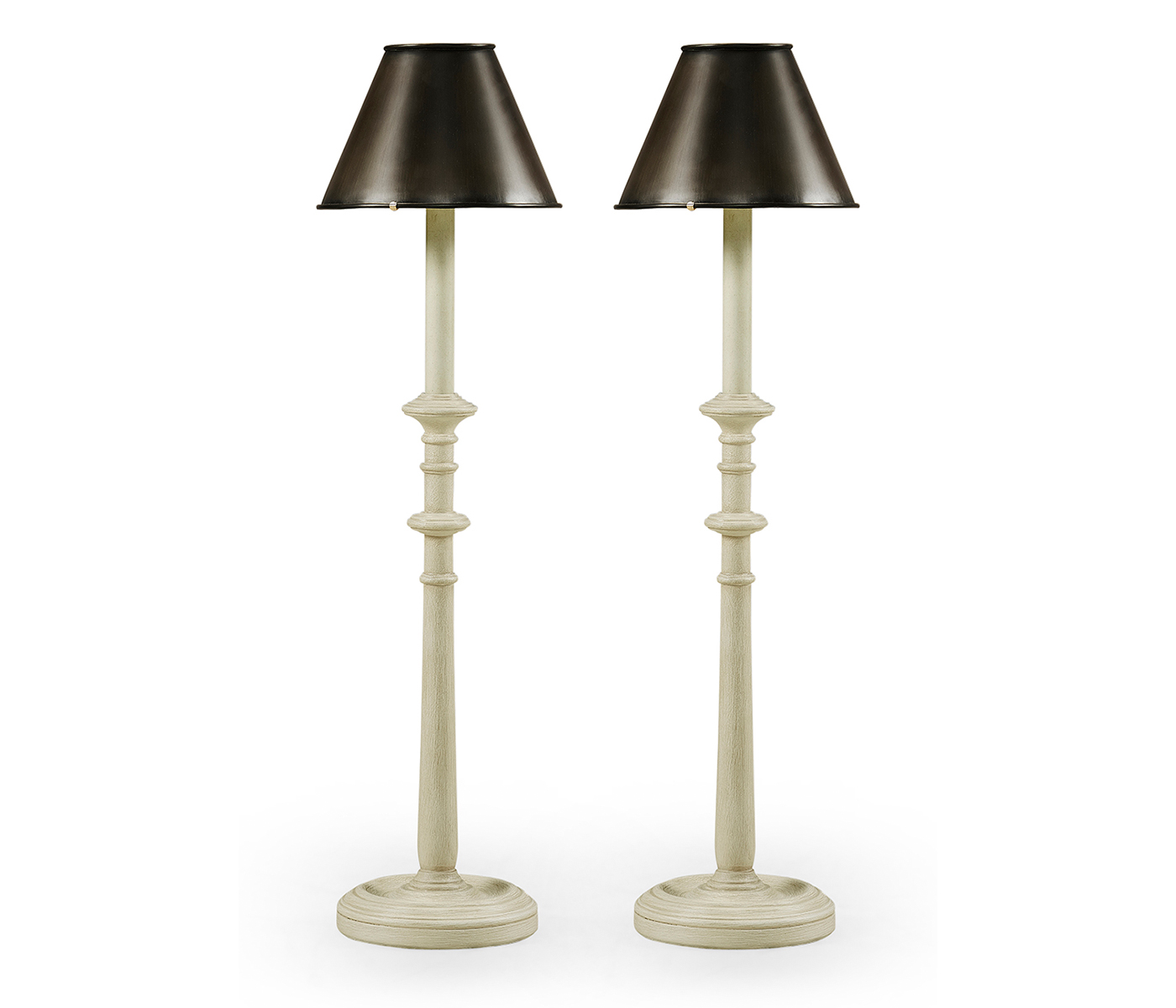 Pair of Dusty White Candlestick Lamps