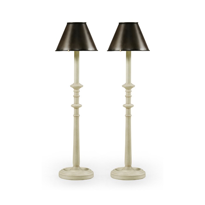 Pair of Dusty White Candlestick Lamps