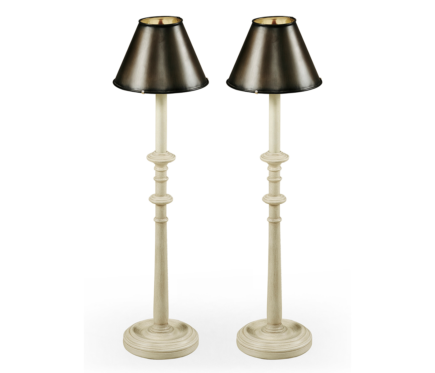 Pair of Dusty White Candlestick Lamps