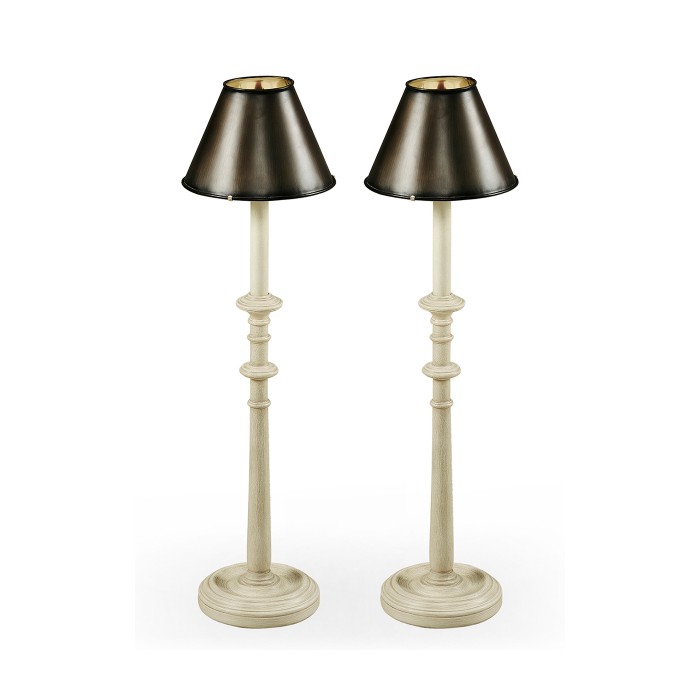 Pair of Dusty White Candlestick Lamps