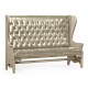 Grey Oak Tavern Settle with Dark Grey Leather Upholstery