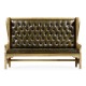 Natural Oak Tavern Settle with Medium English Library Green Leather Upholstery
