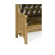 Natural Oak Tavern Settle with Medium English Library Green Leather Upholstery