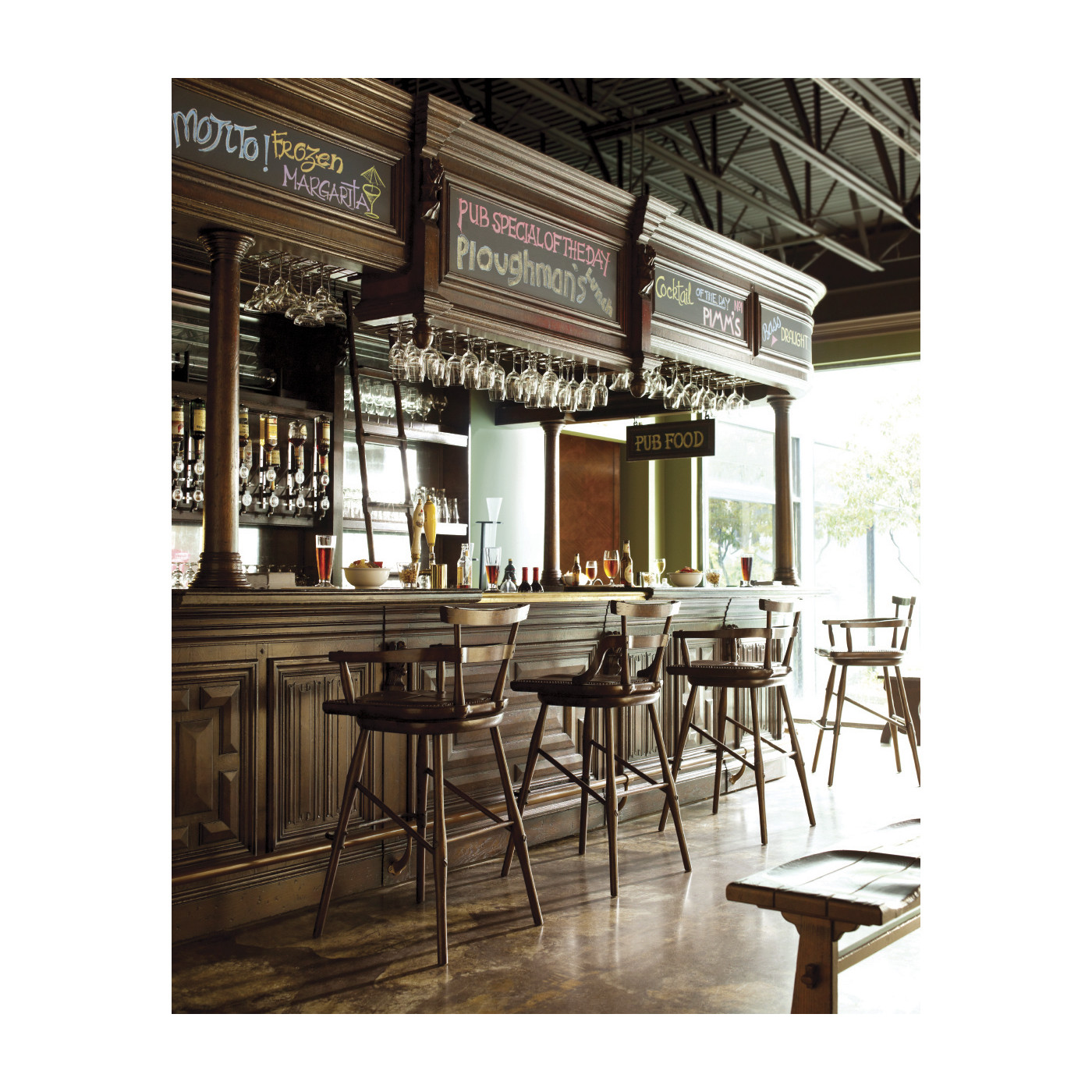 Traditional Grey Oak Tavern Dining Bench