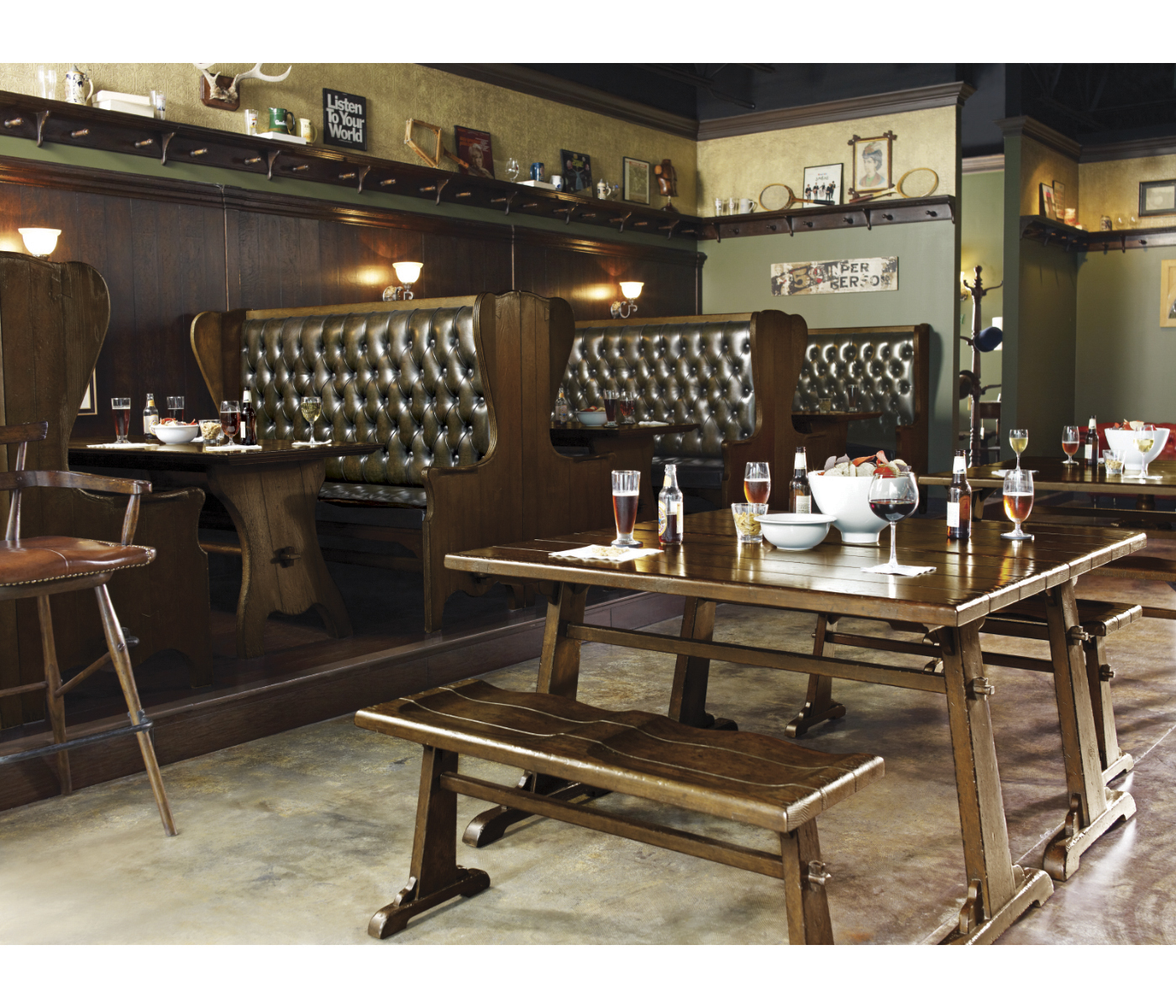 Traditional Dark Oak Tavern Dining Bench
