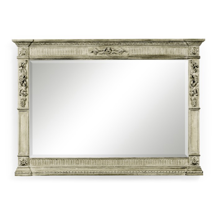 Empire style silver overmantle mirror
