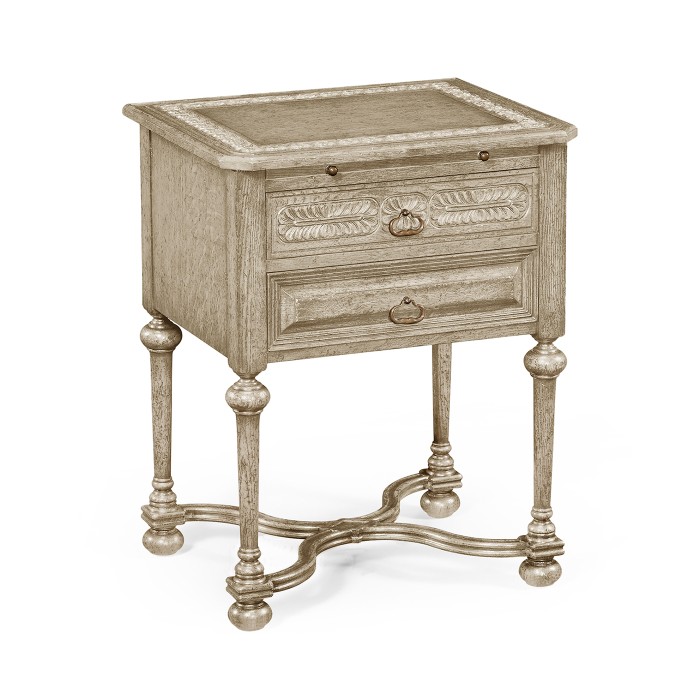 Tudorbethan Grey Oak Side Table with Slide