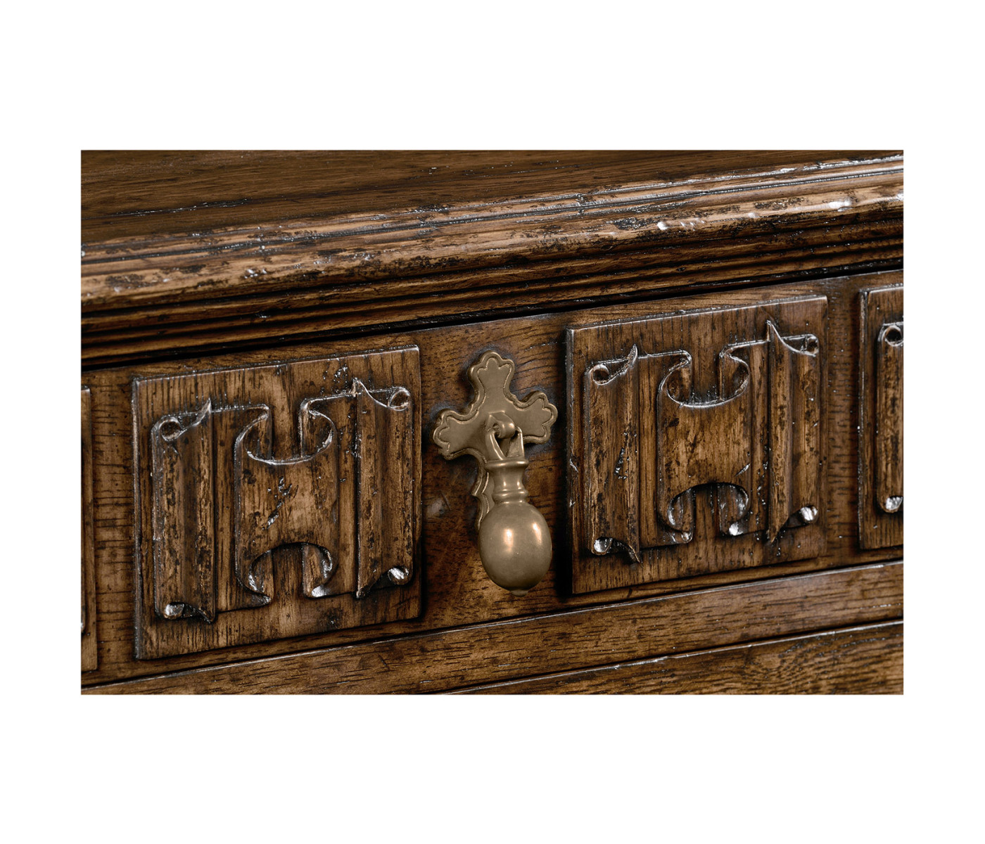 Pair Of Linenfold Dark Oak Bedside Cabinets