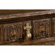 Pair Of Linenfold Dark Oak Bedside Cabinets