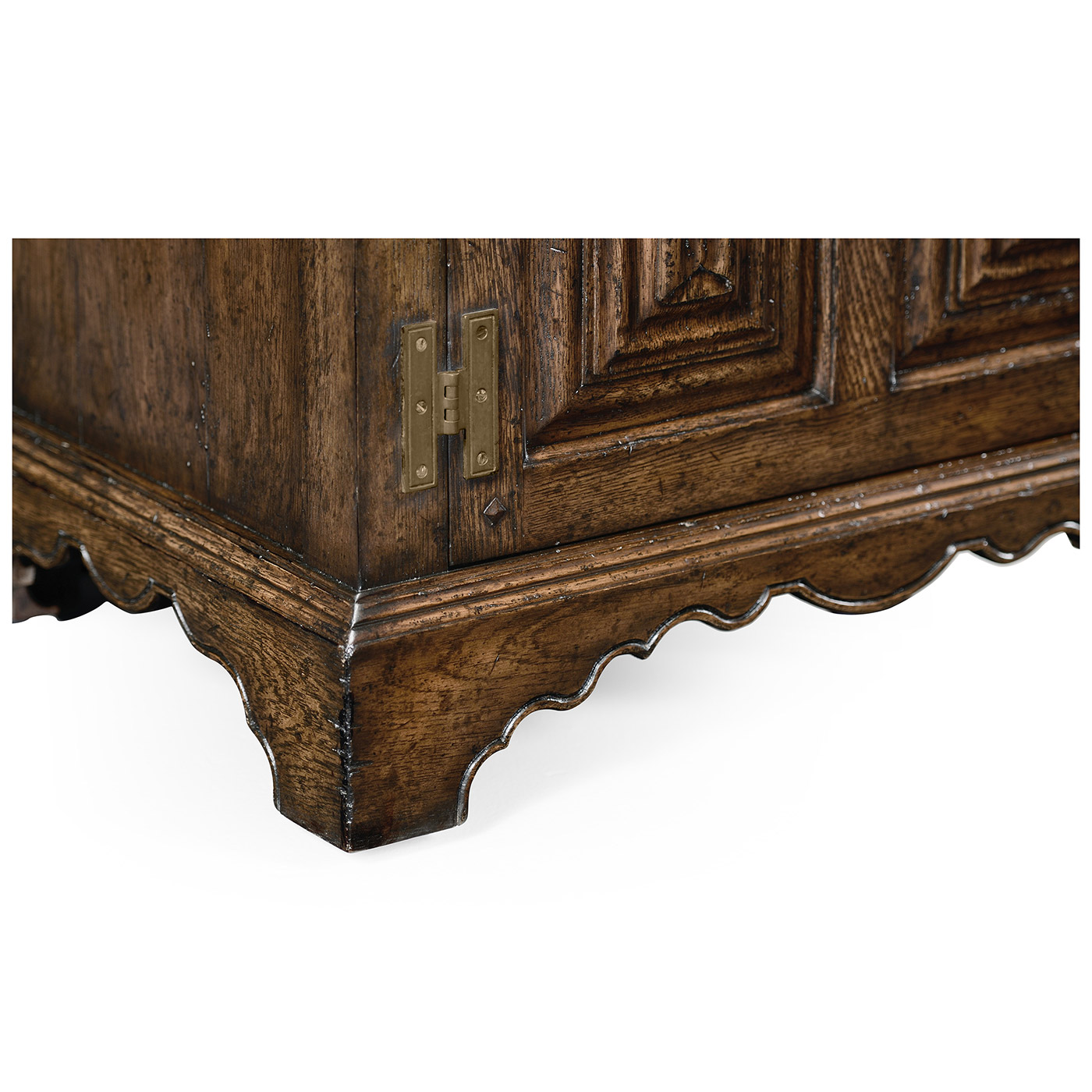 Pair Of Linenfold Dark Oak Bedside Cabinets