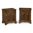 Pair Of Linenfold Dark Oak Bedside Cabinets