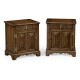 Pair Of Linenfold Dark Oak Bedside Cabinets