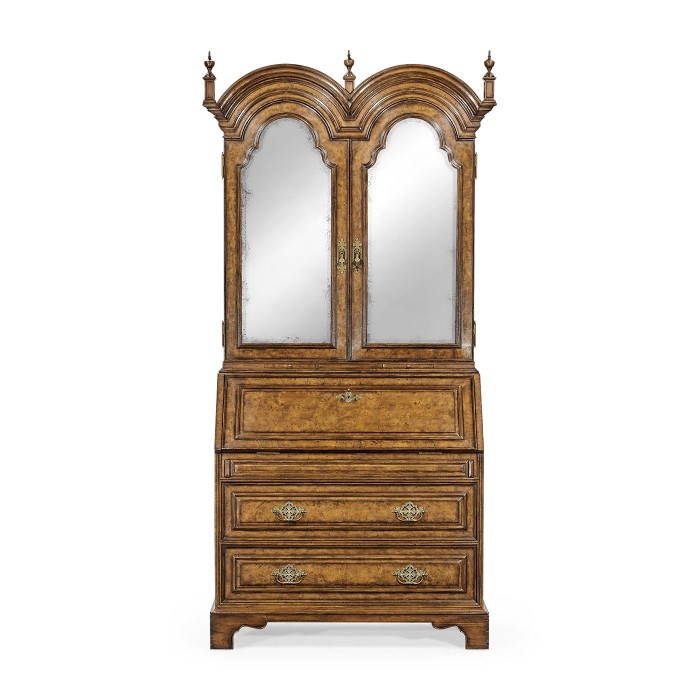 Queen Anne Pollard Bureau Cabinet with Mirrored Doors