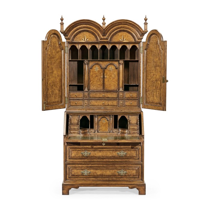 Queen Anne Pollard Bureau Cabinet with Mirrored Doors