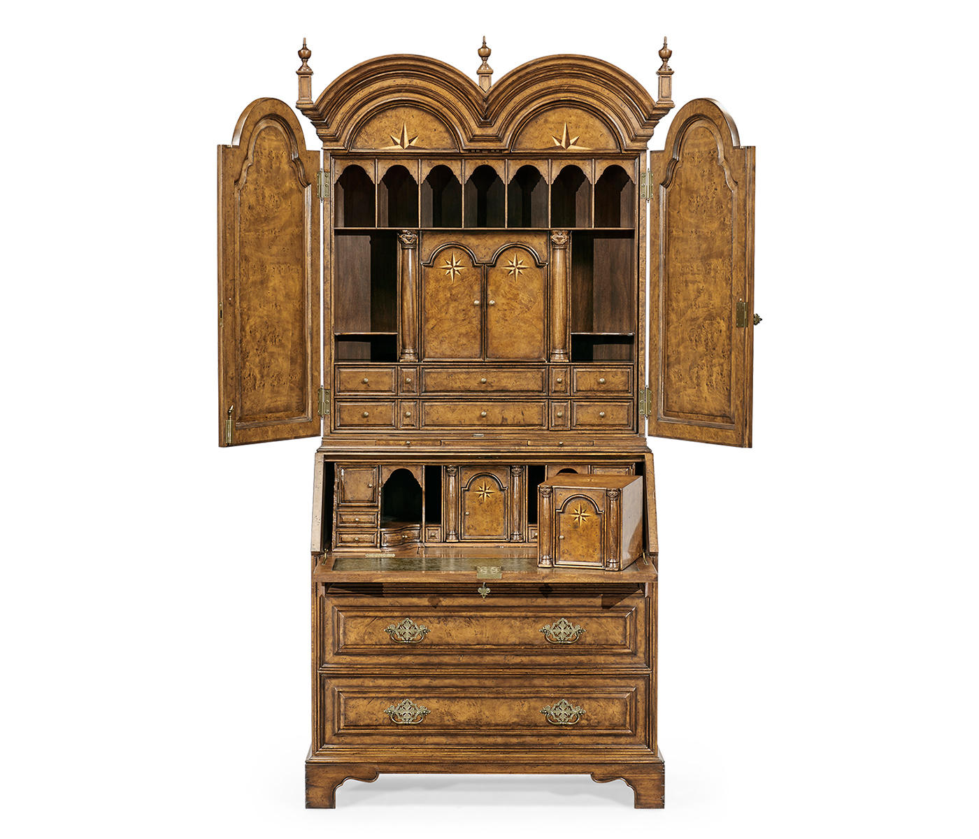 Queen Anne Pollard Bureau Cabinet with Mirrored Doors