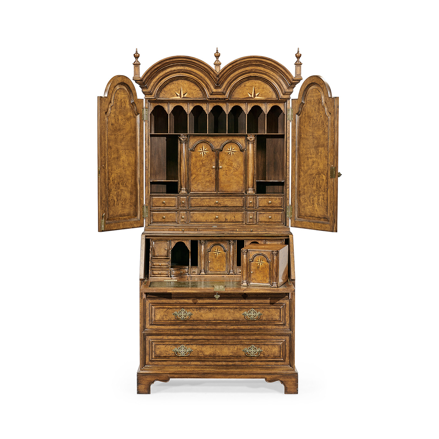Queen Anne Pollard Bureau Cabinet with Mirrored Doors