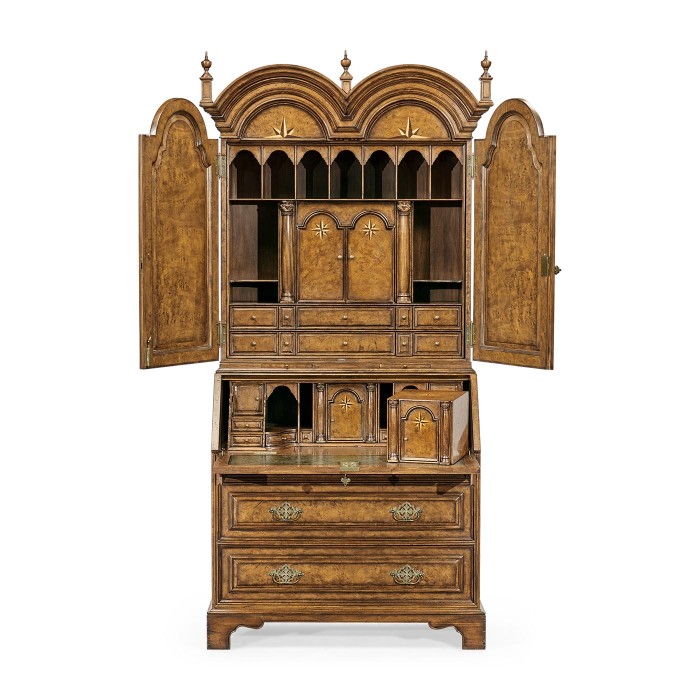 Queen Anne Pollard Bureau Cabinet with Mirrored Doors