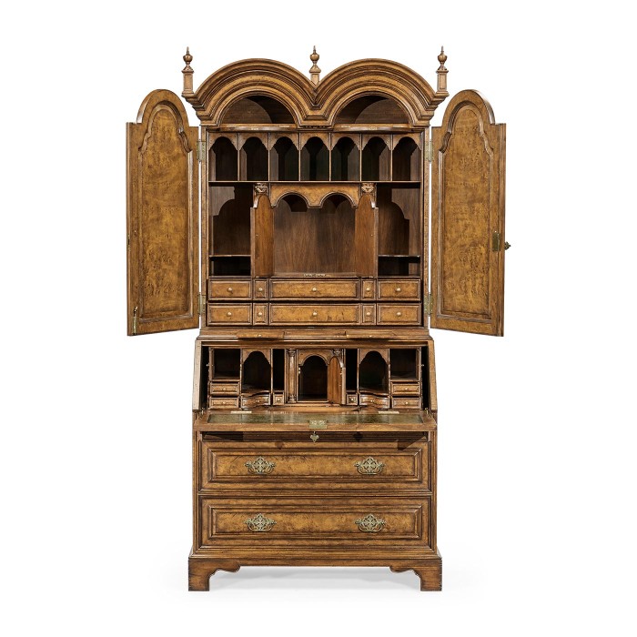 Queen Anne Pollard Bureau Cabinet with Mirrored Doors