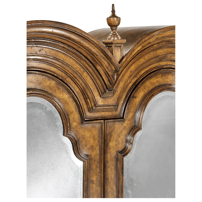 Queen Anne Pollard Bureau Cabinet with Mirrored Doors