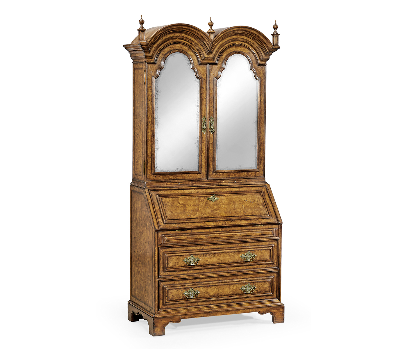 Queen Anne Pollard Bureau Cabinet with Mirrored Doors