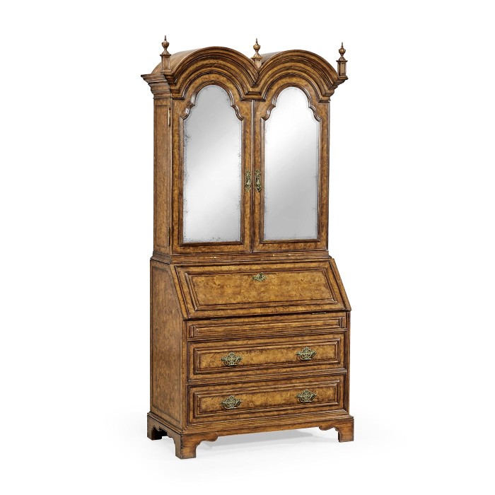 Queen Anne Pollard Bureau Cabinet with Mirrored Doors