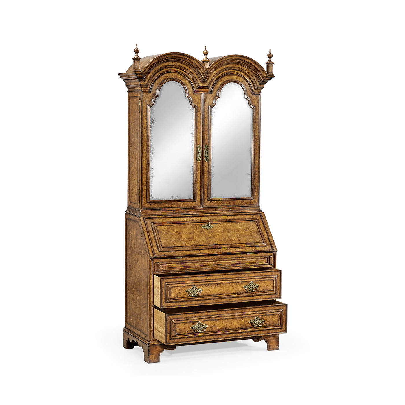 Queen Anne Pollard Bureau Cabinet with Mirrored Doors