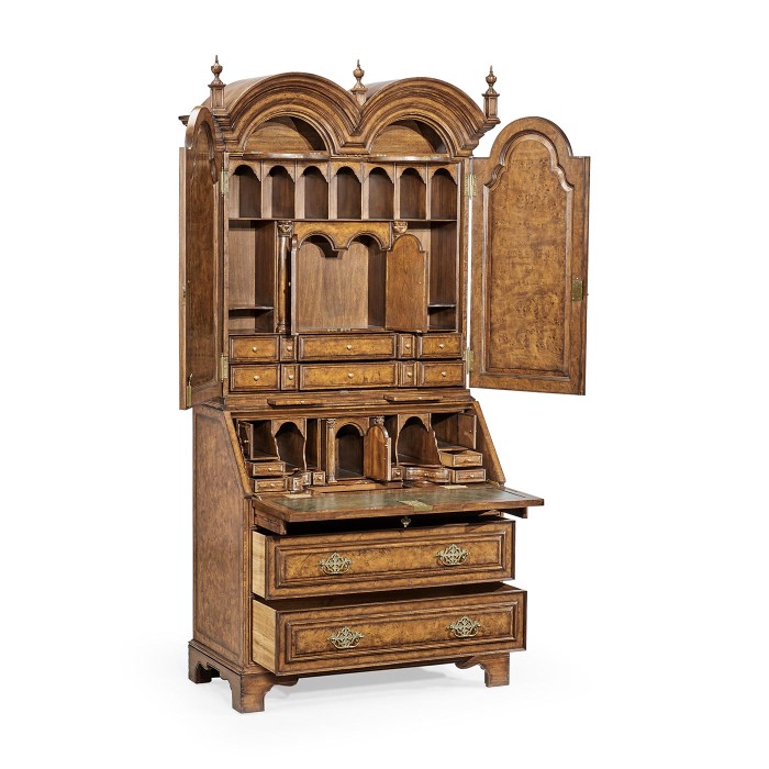 Queen Anne Pollard Bureau Cabinet with Mirrored Doors