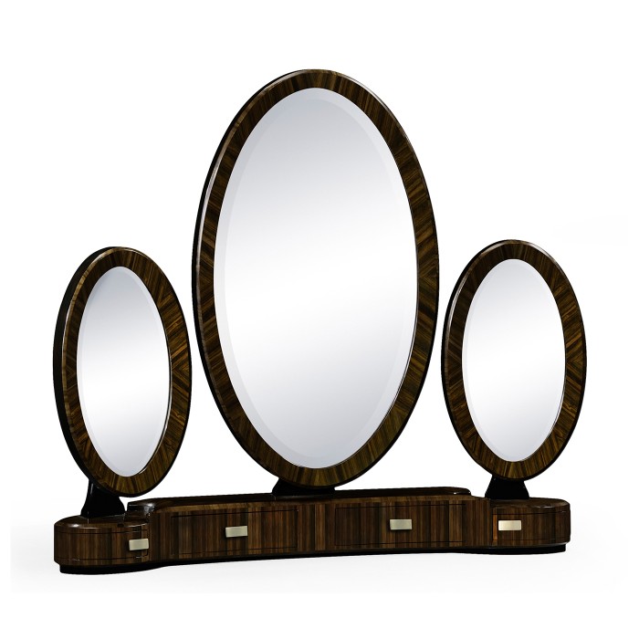 Triple Art Deco Macassar Ebony High Lustre Dressing Mirror