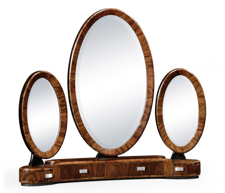 Art Deco style triple dressing mirror with stainless steel