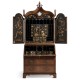 Queen Anne Walnut Bureau with Chinoiserie Interior & Mirrored Doors