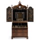 Queen Anne Walnut Bureau with Chinoiserie Interior & Mirrored Doors