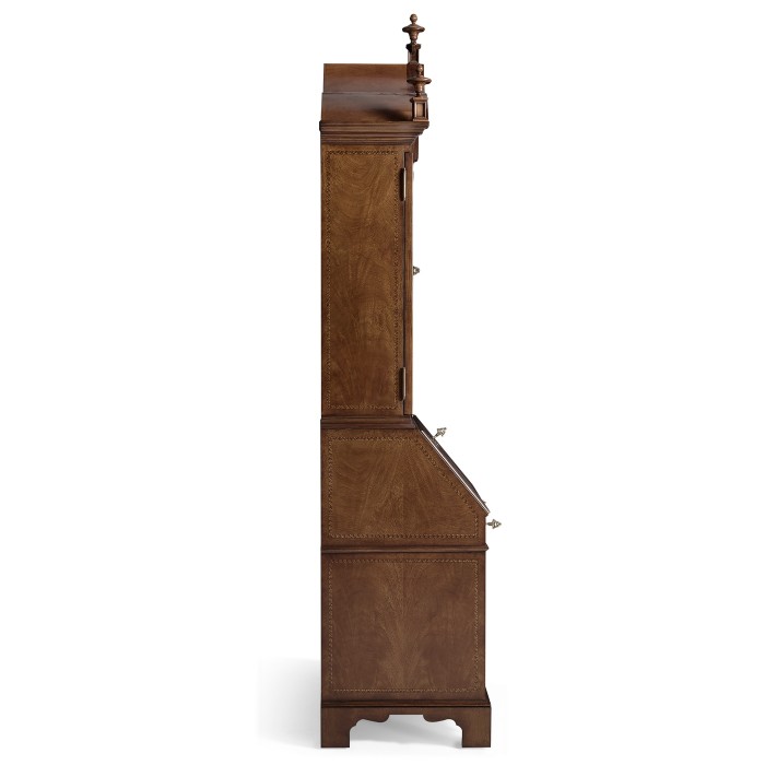 Queen Anne Walnut Bureau with Chinoiserie Interior & Mirrored Doors