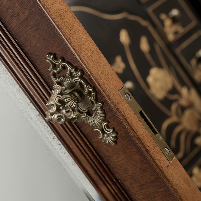Queen Anne Walnut Bureau with Chinoiserie Interior & Mirrored Doors