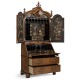 Queen Anne Walnut Bureau with Chinoiserie Interior & Mirrored Doors