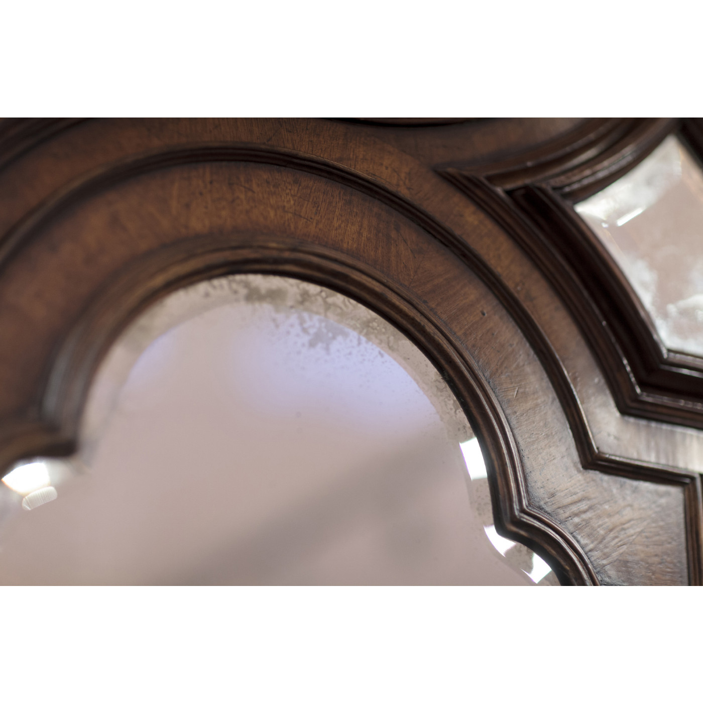 Queen Anne Walnut Bureau with Chinoiserie Interior & Mirrored Doors