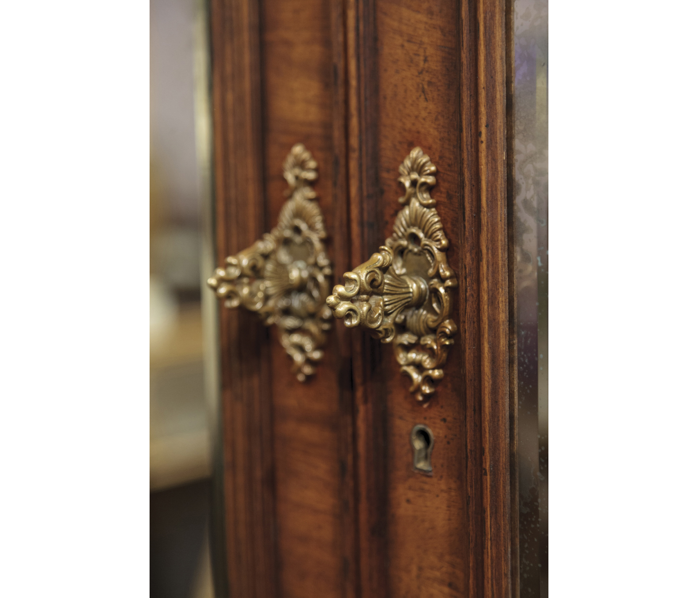 Queen Anne Walnut Bureau with Chinoiserie Interior & Mirrored Doors