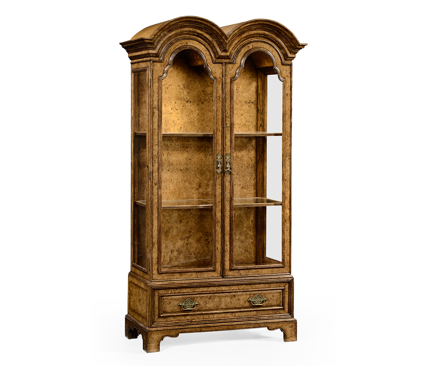 Queen Anne Pollard Veneer Bookcase with Glazed Doors