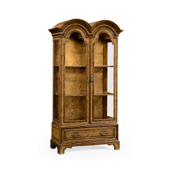 Queen Anne Pollard Veneer Bookcase with Glazed Doors