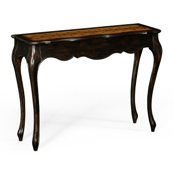 French style black finish console parquet top