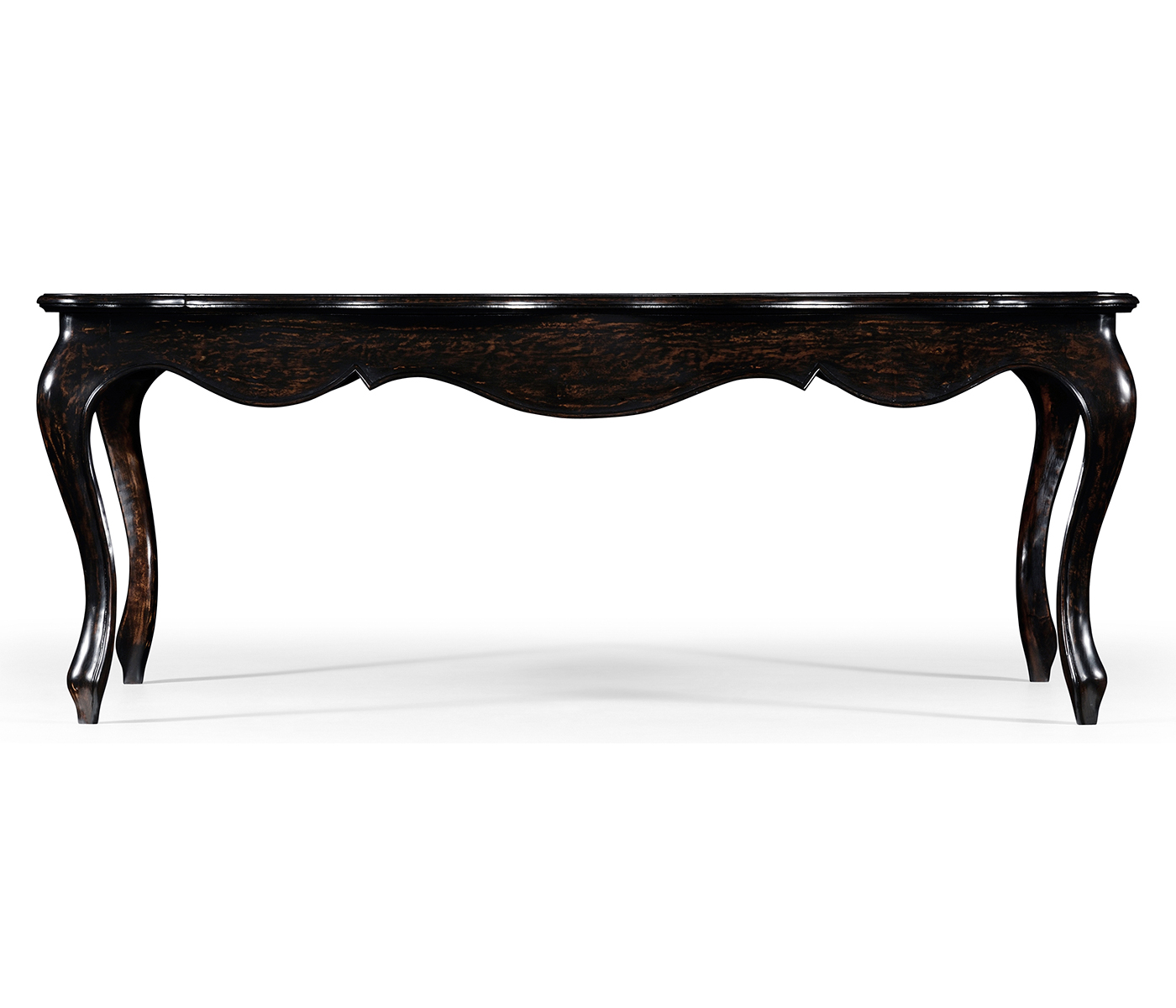 French style black finish coffee table parquet top