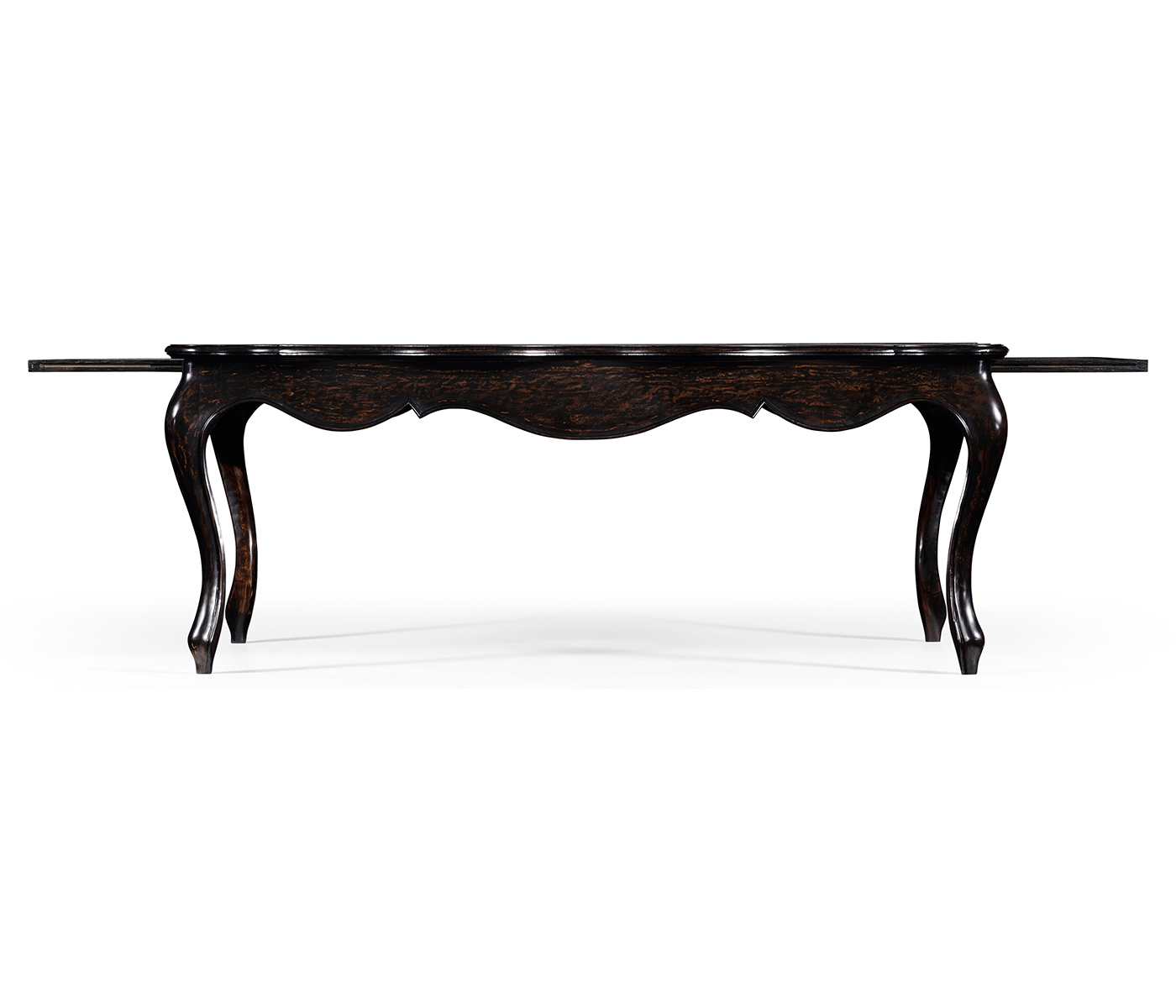 French style black finish coffee table parquet top