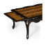 French style black finish coffee table parquet top