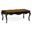 French style black finish coffee table parquet top