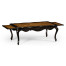 French style black finish coffee table parquet top